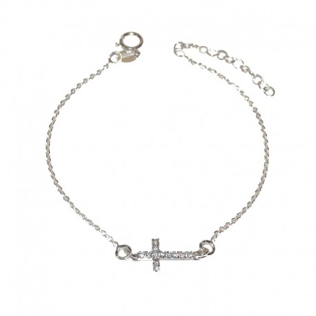 Nunca Significado Claraboya pulseras de plata con cruz de circonitas de la selección de joyas de plata para  mujer para tu joyería online